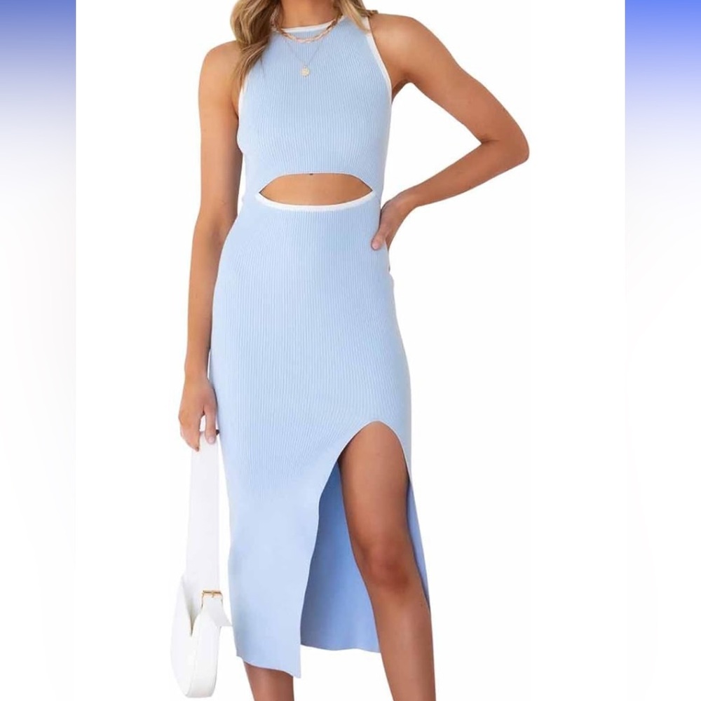 Blue Midi Dress (slit in the stomach)